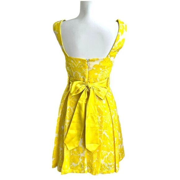 Alice + Olivia 100% Silk Floral Sequin Mini Dress XS Fairy Bow Preppy Party - Picture 2 of 14